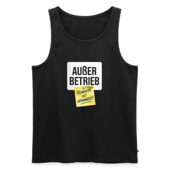 Technicien hors service informe le bureau des paresseux - Débardeur bio Premium Homme - noir - Devant - AI Model Male 178 light (178cm)