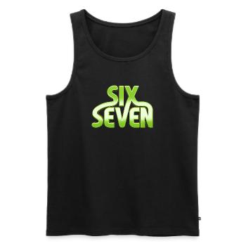 Six Seven 6 7 - 67 - Green Typography Meme Design - Men's Premium Organic Tank Top - black - Front - Michal (187cm)