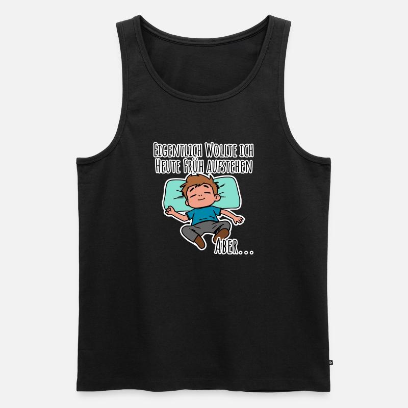 Morgenmuffel? Früh aufstehen oder faulenzen? - Männer Premium Bio Tank Top - Schwarz