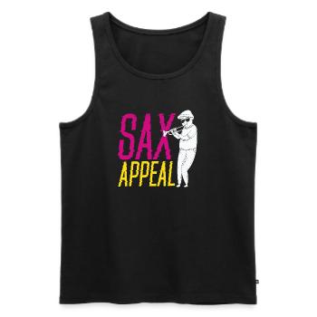 Sax Appeal Saxophone Saxophoniste Jazz Jazz Jazz Band - Débardeur bio Premium Homme - noir - Devant - AI Model Male 178 light (178cm)