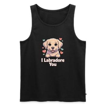 Labrador Love Pup Grafik - Männer Premium Bio Tank Top - Schwarz - Vorne - AI Model Male 178 light (178cm)