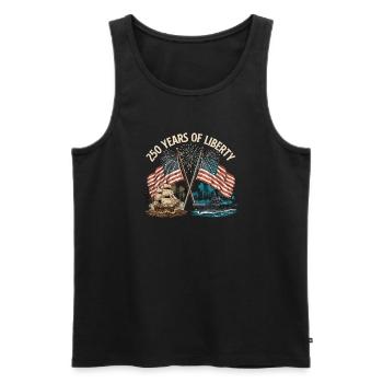 250 ans de liberté USA 1776 à 2026 Patriotique - Débardeur bio Premium Homme - noir - Devant - Michal (187cm)