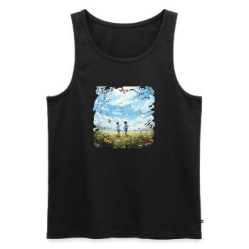 Carefree children's friends in butterfly flight - Men's Premium Organic Tank Top - black - Front - Michal (187cm)