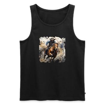 Wildwest Reiter Dynamik-Malstil - Männer Premium Bio Tank Top - Schwarz - Vorne - Michal (187cm)