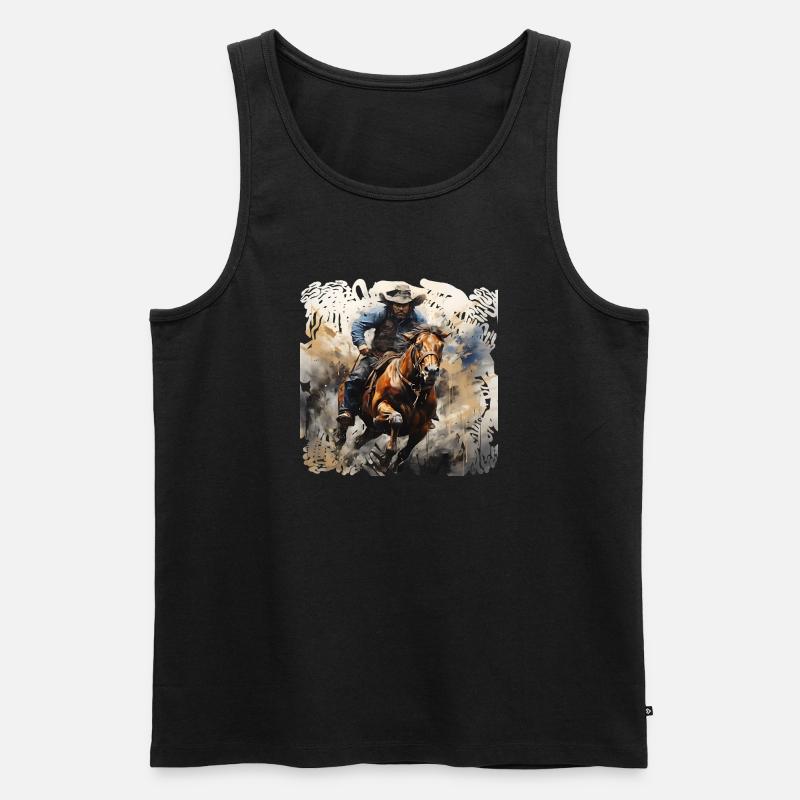 Wildwest Reiter Dynamik-Malstil - Männer Premium Bio Tank Top - Schwarz