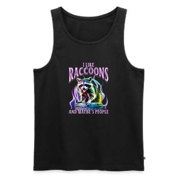 Funny Raccoon - Männer Premium Bio Tank Top - Schwarz - Vorne - Michal (187cm)