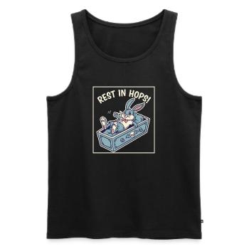 Hops Ruhestand: Osterhase im Sarg - Männer Premium Bio Tank Top - Schwarz - Vorne - AI Model Male 178 light (178cm)
