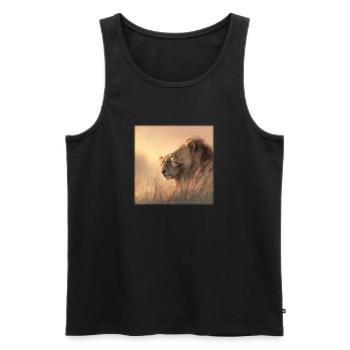 Tender Lions – Family in the Sunlight - Men's Premium Organic Tank Top - black - Front - AI Model Male 178 light (178cm)