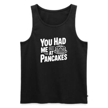 Tu m’as eu aux pancakes - Débardeur bio Premium Homme - noir - Devant - Michal (187cm)