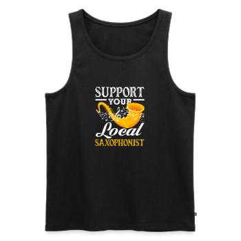 Support your local saxophonist - Men's Premium Organic Tank Top - black - Front - Michal (187cm)