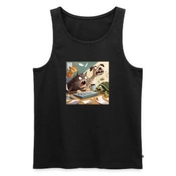 Tierisches Bürochaos - Männer Premium Bio Tank Top - Schwarz - Vorne - AI Model Male 178 light (178cm)