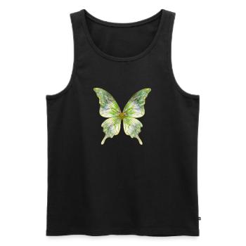 Green Watercolor Butterfly Sparkle - Men's Premium Organic Tank Top - black - Front - Michal (187cm)