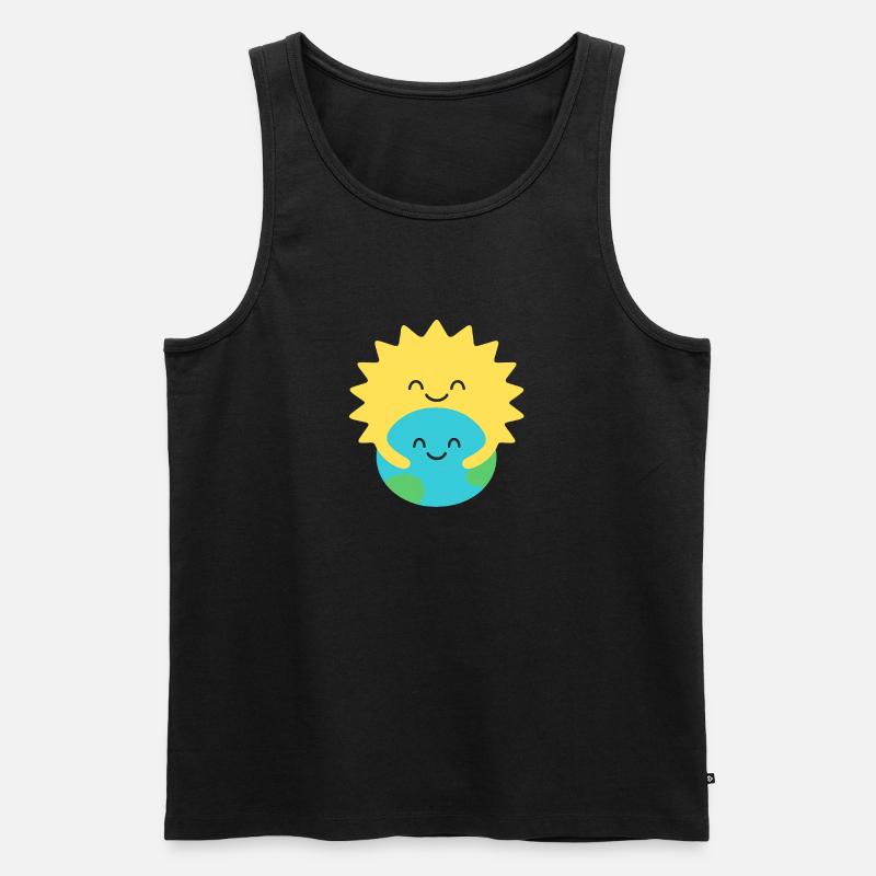 Umarmte Erde und Sonne - Männer Premium Bio Tank Top - Schwarz