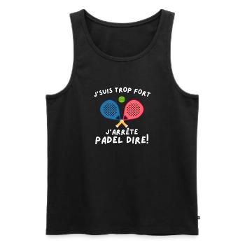 Humorvoller Mann, Padelspieler - Männer Premium Bio Tank Top - Schwarz - Vorne - Michal (187cm)
