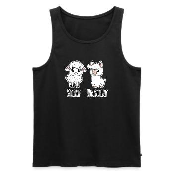 Moutons et pas moutons (Unsheep) - Lama pas moutons - Débardeur bio Premium Homme - noir - Devant - AI Model Male 178 light (178cm)