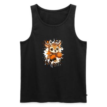 Basketball hirsch im Sprint - Männer Premium Bio Tank Top - Schwarz - Vorne - Michal (187cm)