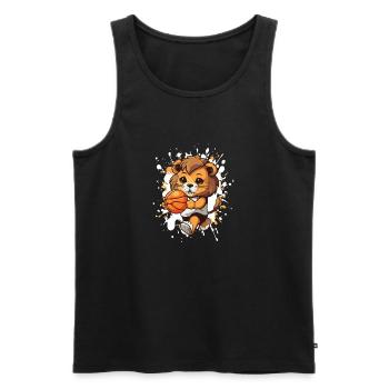 Lion basketteur : héros cartoon de jeu - Débardeur bio Premium Homme - noir - Devant - AI Model Male 178 light (178cm)