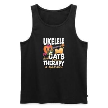 Hawaiian Ukulele Uke Cat Ukulele - Männer Premium Bio Tank Top - Schwarz - Vorne - AI Model Male 178 light (178cm)