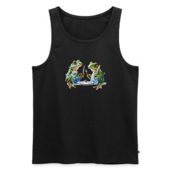 Two frog cooks at dinner - Men's Premium Organic Tank Top - black - Front - Michal (187cm)