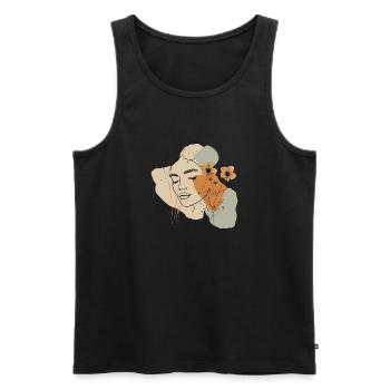 Boho Woman Line Art – Floral Minimalist Portrait - Men's Premium Organic Tank Top - black - Front - Michal (187cm)