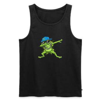Hip-Hop Frog Dab Design de dessins animés - Débardeur bio Premium Homme - noir - Devant - Michal (187cm)