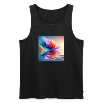 Abstrakte Blumenwellen 1 - Männer Premium Bio Tank Top - Schwarz - Vorne - Michal (187cm)