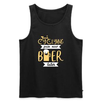 Cycling Pain Now Beer Later Funny Biker Graphic - Men's Premium Organic Tank Top - black - Front - AI Model Male 178 light (178cm)