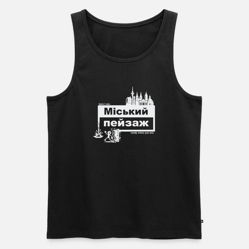 Stadtbild - ukrainisch - ready when you are - Männer Premium Bio Tank Top - Schwarz