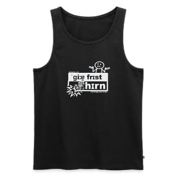Gier frisst Hirn - phonetic art - Männer Premium Bio Tank Top - Schwarz - Vorne - AI Model Male 178 light (178cm)