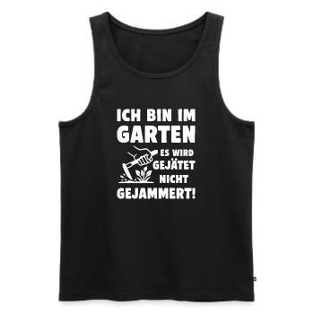 Im Garten wird gejätet statt gejammert - Männer Premium Bio Tank Top - Schwarz - Vorne - Michal (187cm)