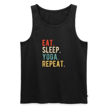 Eat Sleep Yoga Repeat Retro Spruch Design - Männer Premium Bio Tank Top - Schwarz - Vorne - AI Model Male 178 light (178cm)