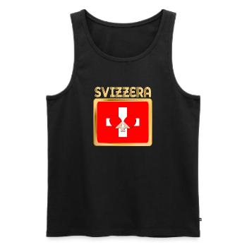 Schweizer Flagge Tischtennis - Männer Premium Bio Tank Top - Schwarz - Vorne - Michal (187cm)