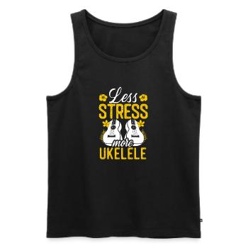 Hawaiian Ukulele Uke Less Stress - Men's Premium Organic Tank Top - black - Front - AI Model Male 178 light (178cm)