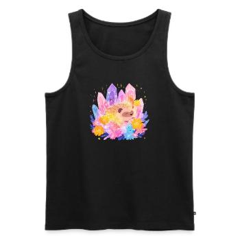 Kleines Igel im Kristallgarten - Männer Premium Bio Tank Top - Schwarz - Vorne - AI Model Male 178 light (178cm)