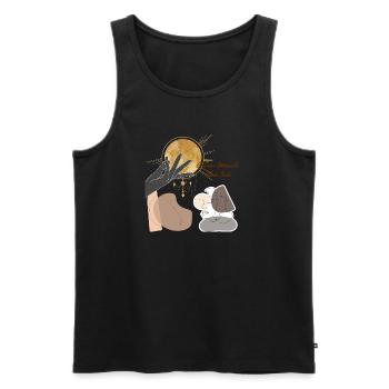 Golden Moment Hand to the Circle of the Sun - Men's Premium Organic Tank Top - black - Front - AI Model Male 178 light (178cm)