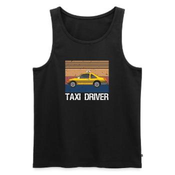 Taxi Cab Driver Vintage Checker Gift - Men's Premium Organic Tank Top - black - Front - AI Model Male 178 light (178cm)