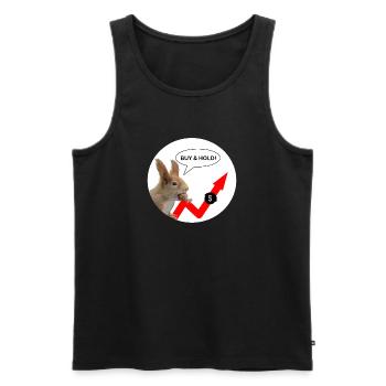Financial Shirt Squirrel Buy & Hold - Men's Premium Organic Tank Top - black - Front - AI Model Male 178 light (178cm)