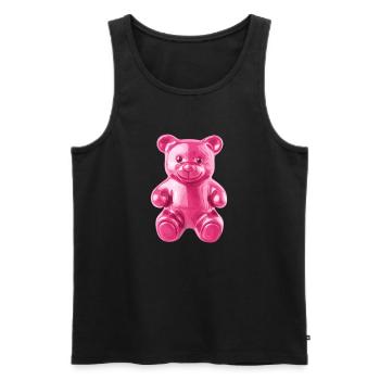 Pink Shiny Bear Motif - Men's Premium Organic Tank Top - black - Front - AI Model Male 178 light (178cm)