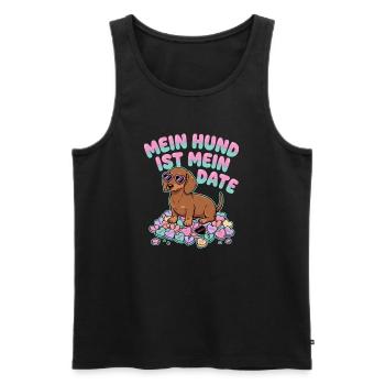 Mein Hund Ist Mein Date Funny German Valentine - Männer Premium Bio Tank Top - Schwarz - Vorne - AI Model Male 178 light (178cm)