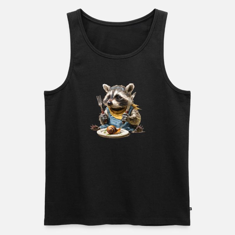 Waschbär-Küchenchef mit Gabel und Messer - Männer Premium Bio Tank Top - Schwarz