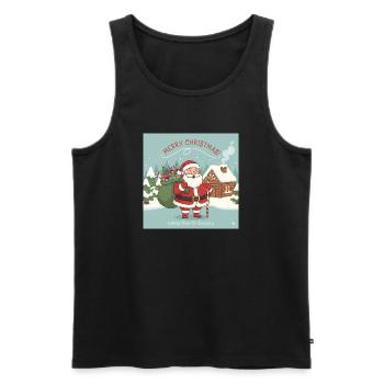 Christmas Santa with sack and candy cane - Men's Premium Organic Tank Top - black - Front - AI Model Male 178 light (178cm)