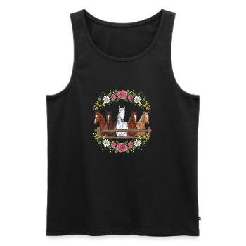 Equestrian Floral Crest - Men's Premium Organic Tank Top - black - Front - AI Model Male 178 light (178cm)