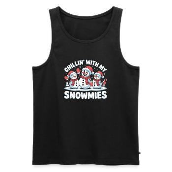 Cute Festive Snowmen Chillin With My Snowmies - Men's Premium Organic Tank Top - black - Front - Michal (187cm)