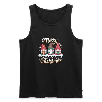 Cute Festive Garden Gnome Merry Christmas - Men's Premium Organic Tank Top - black - Front - Michal (187cm)