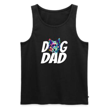 German Shepherd Dog Dad Colorful Watercolor Paint  - Men's Premium Organic Tank Top - black - Front - Michal (187cm)