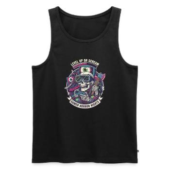 Level Up Schreie Gamer Nacht - Männer Premium Bio Tank Top - Schwarz - Vorne - AI Model Male 178 light (178cm)