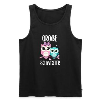 Grande sœur Hiboux Bébé aîné Frères et sœurs - Débardeur bio Premium Homme - noir - Devant - Michal (187cm)