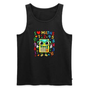 Calculatrice de mathématiques mignonne avec lunettes jour de chiffres - Débardeur bio Premium Homme - noir - Devant - AI Model Male 178 light (178cm)