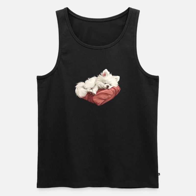 Schlafender Spitz Welpe - Männer Premium Bio Tank Top - Schwarz