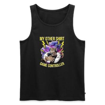 Chat gamer drôle - Débardeur bio Premium Homme - noir - Devant - Michal (187cm)